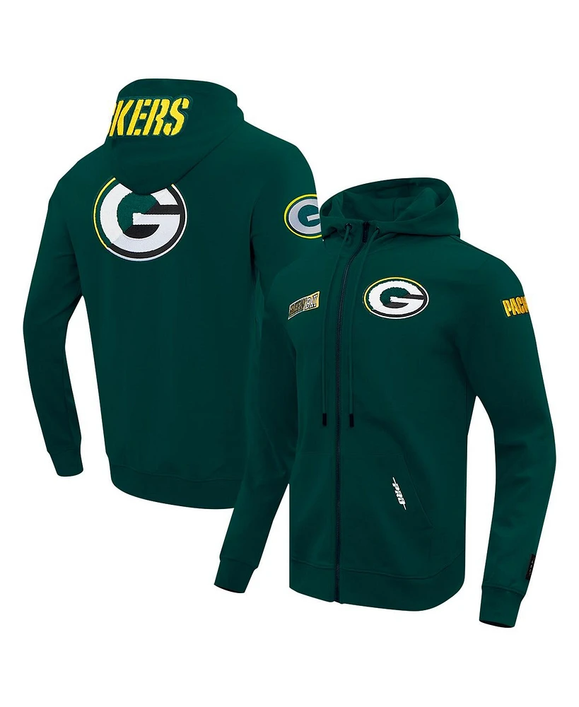 Pro Standard Men's Green Bay Packers Split Logo Double Knit Full-Zip Hoodie