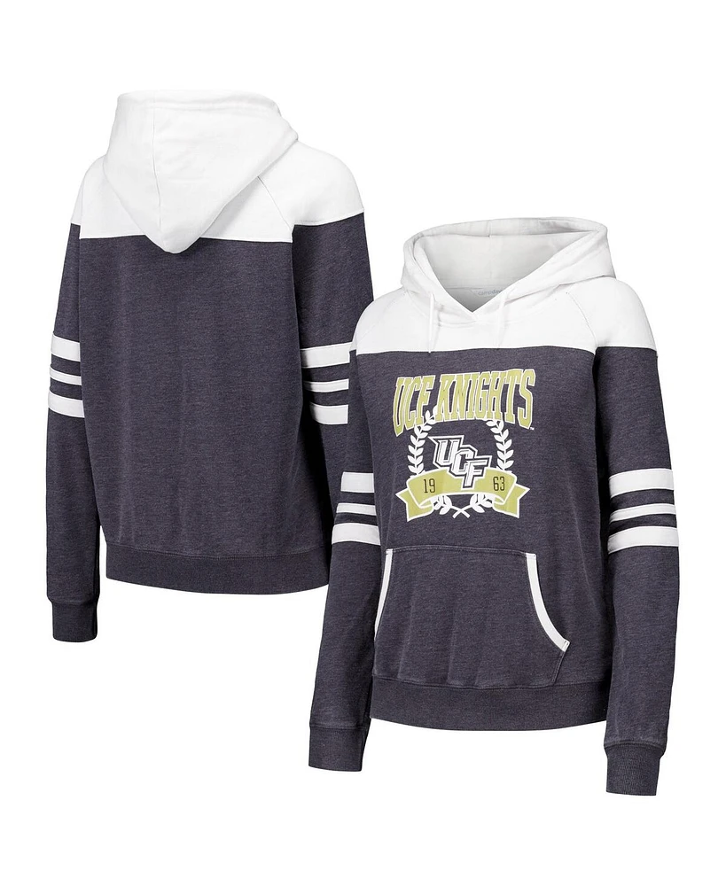 Camp David Women's Charcoal Ucf Knights Blitz Striped Blocked Raglan Pullover Hoodie