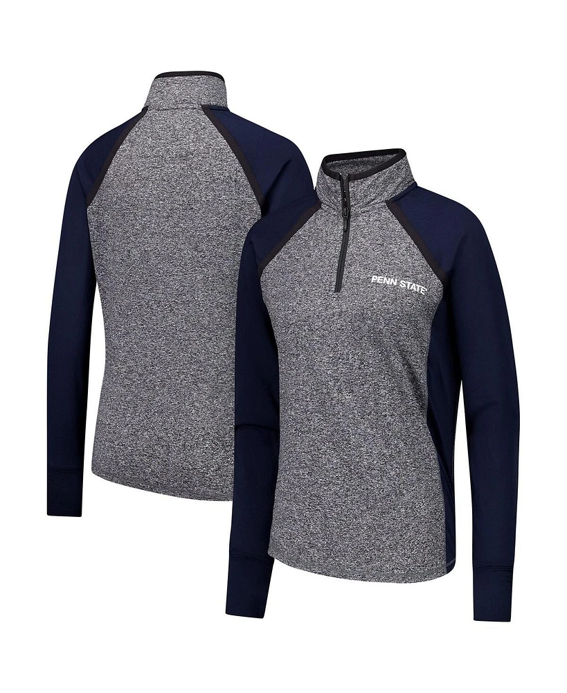 Camp David Women's Navy/Heather Gray Penn State Nittany Lions Finalist Raglan Quarter-Zip Jacket