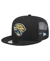 New Era Men's Black Jacksonville Jaguars Throwback Logo Shade Trucker 9FIFTY Snapback Hat