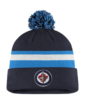 Fanatics Men's Navy/Blue Winnipeg Jets 2020 Nhl Draft Authentic Pro Cuffed Pom Knit Hat