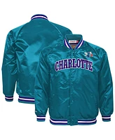 Mitchell & Ness Big Boys and Girls Teal Charlotte Hornets Hardwood Classics Satin Raglan Full-Snap Jacket