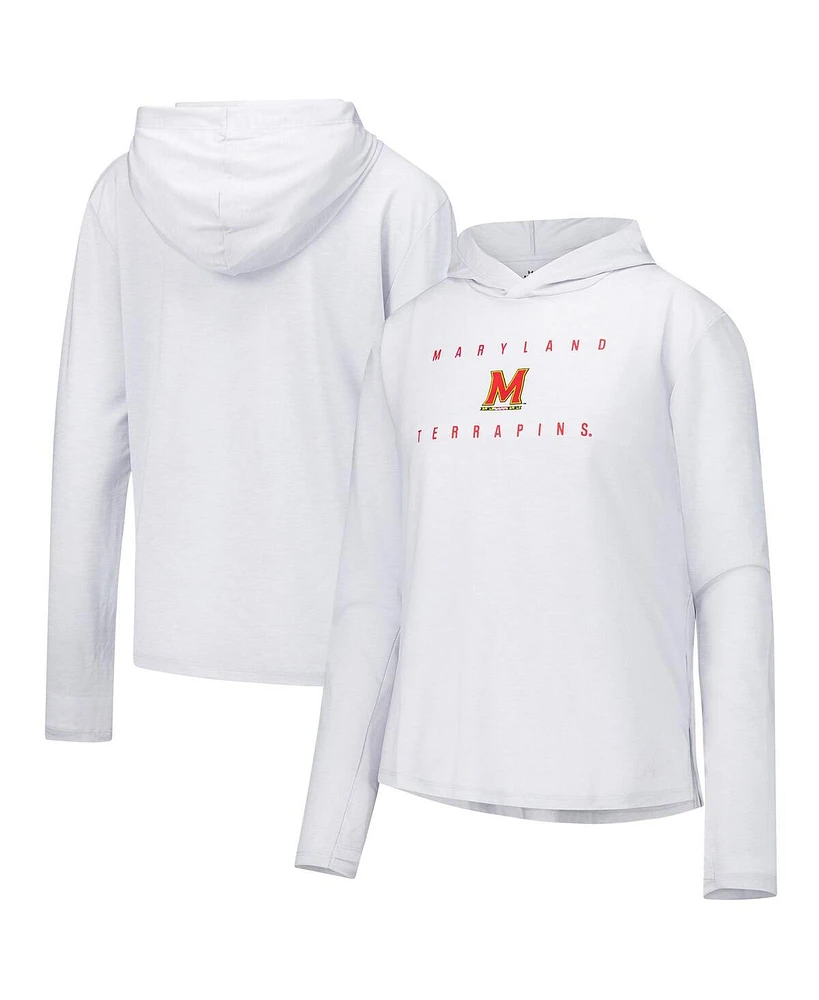 Under Armour Women's White Maryland Terrapins Super-Soft Breezy Long Sleeve Tri-Blend Hoodie T-Shirt