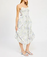 En Saison Women's Scarlet Printed Corset-Back Midi Dress
