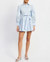 En Saison Women's Abigal Eyelet-Trim Mini Shirtdress