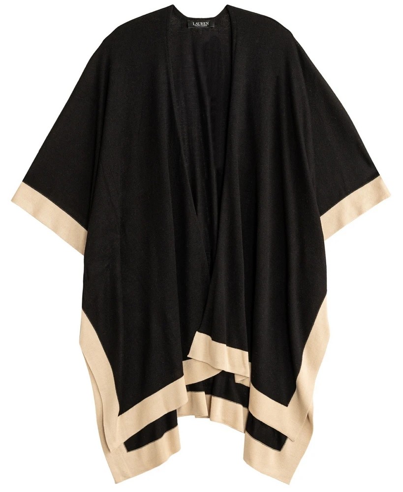 Lauren Ralph Tissue Lightweight Ruana with Border
