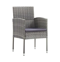 Patio Chairs with Dark Gray Cushions 4 pcs Gray Poly Rattan