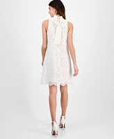 Anne Klein Women's High-Ruffle-Neck Sleeveless Lace Dress