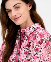 Anne Klein Women's Printed Long-Sleeve Belted Shirtdress