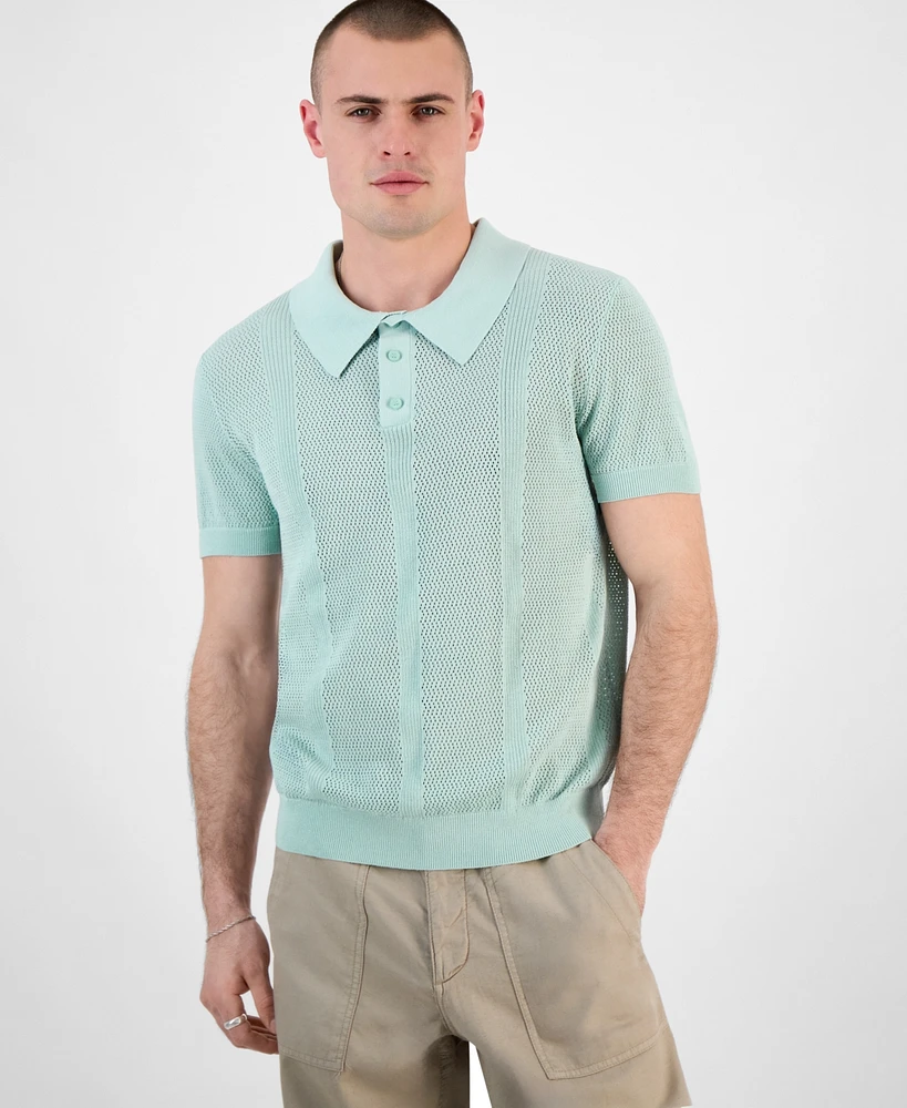Guess Men's Mesh Stripe Elija Polo Shirt