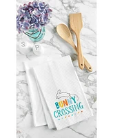 Bunny Crossing" Easter Rabbit Spring Theme Kitchen Dishtowel