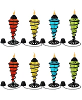 Swirling Metal/Glass Tabletop Torches - Set of - Blue, Red