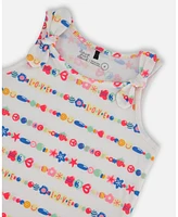 Deux par Big Girls Tank Top With Knots White And Multicolored Candies