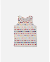 Deux par Big Girls Tank Top With Knots White And Multicolored Candies