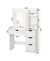 Modern Vanity Makeup Desk with Vanity Mirror, 4 Drawers