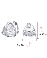 Bling Jewelry Triangle Shape Classic Large Statement 6CT Cz Solitaire Clip On Stud Earrings Rhodium Plated Brass Non Pierced 12MM