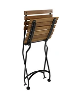 European Chestnut Folding Small Bistro Dining Side Chair - Indoor or Outdoor Use on Patio, Deck, Balcony, or Camping - Set of 4