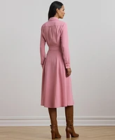 Lauren Ralph Women's Self-Belt Long-Sleeve Surplice Georgette Midi Dress