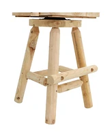 Rustic Bar Stool, Log Cabin Style Unfinished Wood Construction, 4-Foot, Set of 2