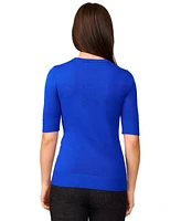 Melissa Paige Women's Crew-Neck Elbow-Sleeve Fine-Gauge Sweater, Regular & Petite