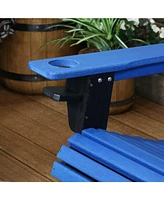 All-Weather Blue/Black Outdoor Adirondack Chair with Drink Holder - Heavy Duty Hdpe Weatherproof Patio