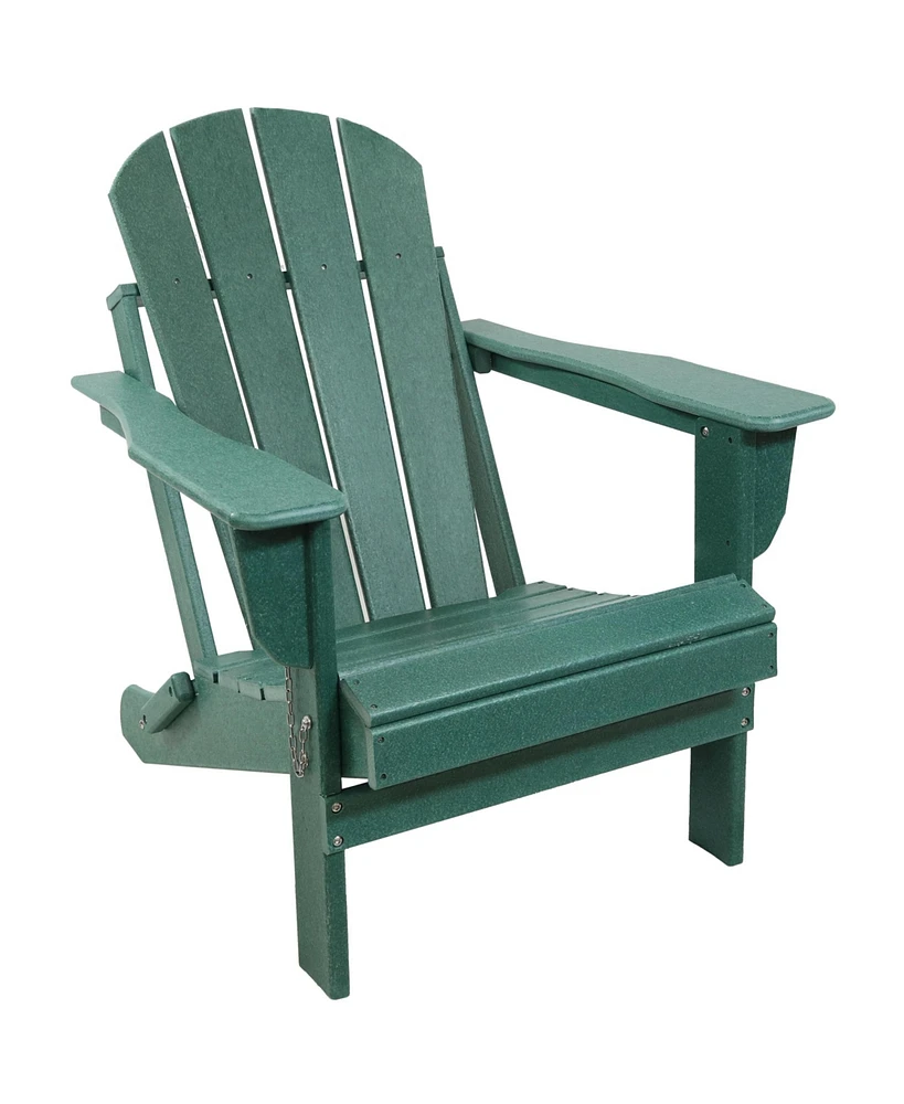 Folding All-Weather Adirondack Chair - For Patio or Yard - 300-Pound Capacity - 34.5-Inch - Green