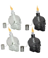 Grinning Skull Glass Tabletop Torches