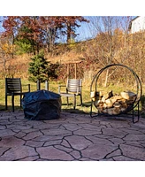 40-Inch Firewood Log Rack Hoop - Iron Round Firewood Rack for Indoor or Outdoor Use - Black