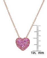 Lab Grown Pink Sapphire Cluster Hearty 18" Pendant Necklace (3-1/4 ct. t.w.) in 14k Rose Gold-Plated Sterling Silver