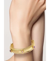 Rachel Zoe Gold Plated Bold Tubogas Bangle Bracelet with Faux Gemstones