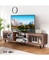 Tv Stand Entertainment Center with Power Outlets for Convenient Media Organization and Charging