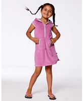 Deux par Girls Hooded Terry Beach Dress Candy Pink