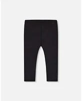 Deux par Big Girls Organic Cotton Capri Legging Black And Small Flower