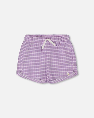 Girl Crinkle Short White Checkered Lilac - Toddler|Child