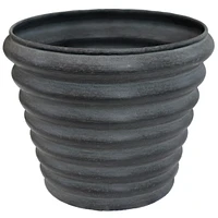 Molly 12.5" Metal Outdoor Plant Pot Set with Drainage Holes and Rubber Plugs - Matte Gray - Set of 4