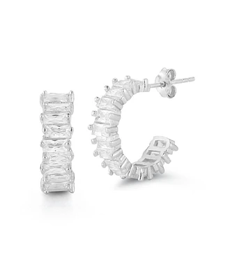 Rachel Zoe 14K Gold Plated Sterling Silver Baguette Hoop Earrings