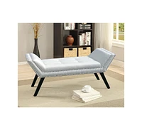 Baxton Studio Tamblin Modern and Contemporary White Faux Leather Upholstered Large Ottoman Seating Bench