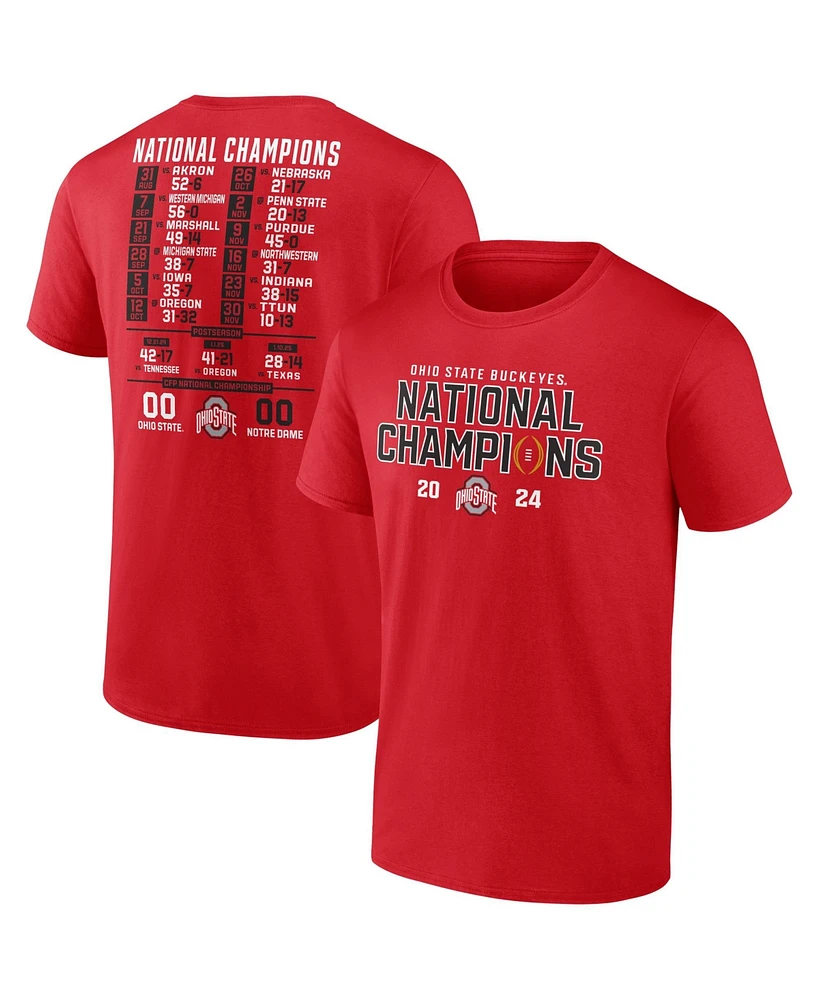 Fanatics Men's Red Ohio State Buckeyes College Football Playoff 2024 National Champions Schedule T-Shirt