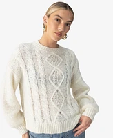 Sanctuary Women's Cozy Cable-Knit Back-Slit Sweater