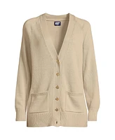 Lands' End Women's Drifter Varsity Vneck Relaxed Cardigan Sweater