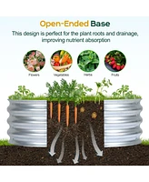 Aoodor Galvanized Raised Garden Bed Kit,35.34''(L) x 23.62''(W) x11.81''(H) Outdoor Garden Planter Oval Large Boxes for Vegetables, Flowers, Herbs