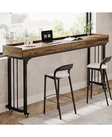 Tribesigns Overbed Table with Wheels, Mobile Computer Desk Makeup Vanity Desk with Storage, Standing Laptop Cart, Over Bed Makeup Table with Mirror, V