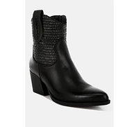 Big Mood Raffia & Faux Leather Cowboy Boots