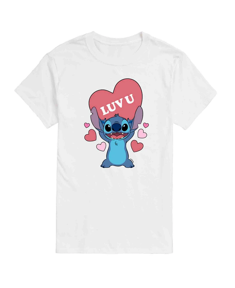 Airwaves Men's Lilo Stitch Valentine's Day Short Sleeve T-Shirt