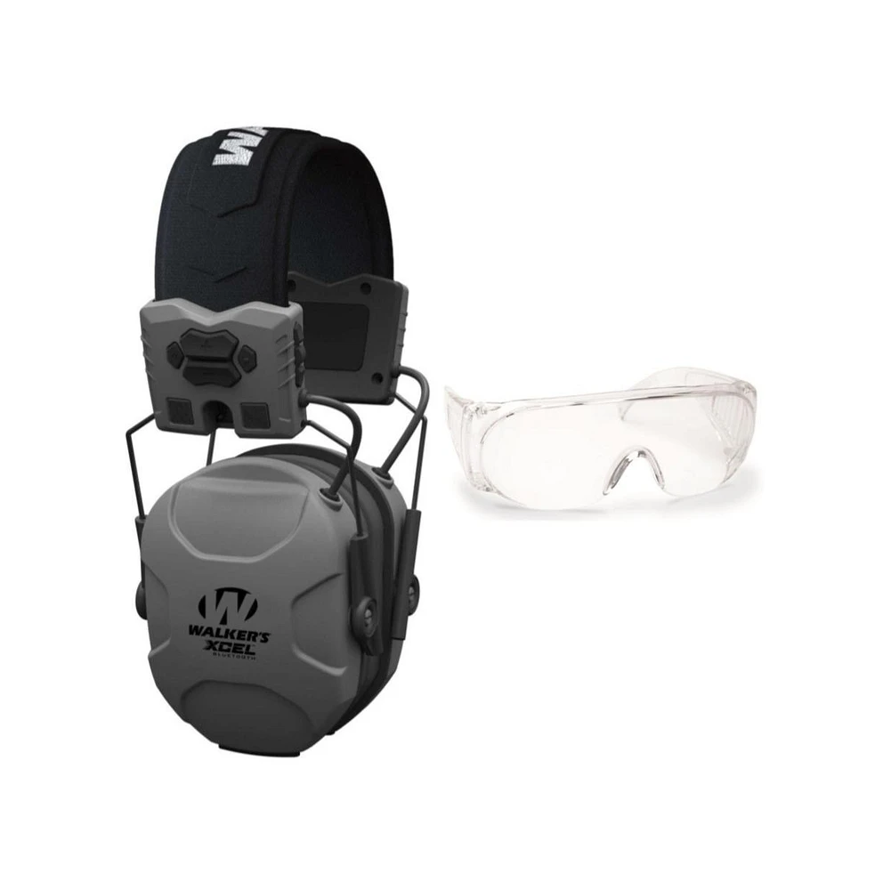 Walker's Xcel 500BT Digital Electronic Muff and Sport Shooting Glasses Bundle