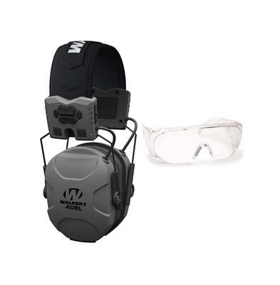 Walker's Xcel 500BT Digital Electronic Muff and Sport Shooting Glasses Bundle