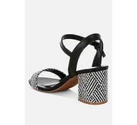 Tulata Raffia Pin Buckle Block Heels