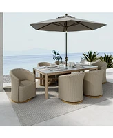 Reid Outdoor Dining 7pc Set (Rectangular Table & 6 Swivel Chairs)