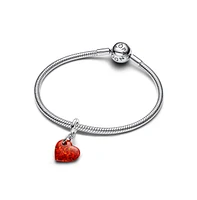 Pandora Sterling Silver Opalescent Red Heart Dangle Charms