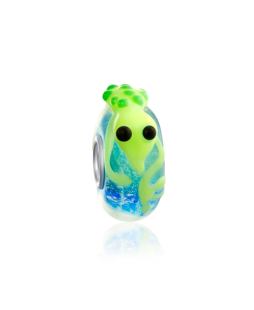 Bling Jewelry Lime Green Lizard Glass Charm Bead for European Bracelet